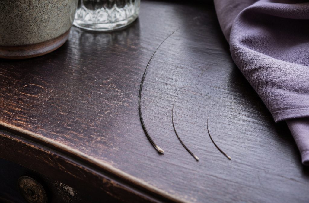 Hair strand emerging from a follicle in a close-up view