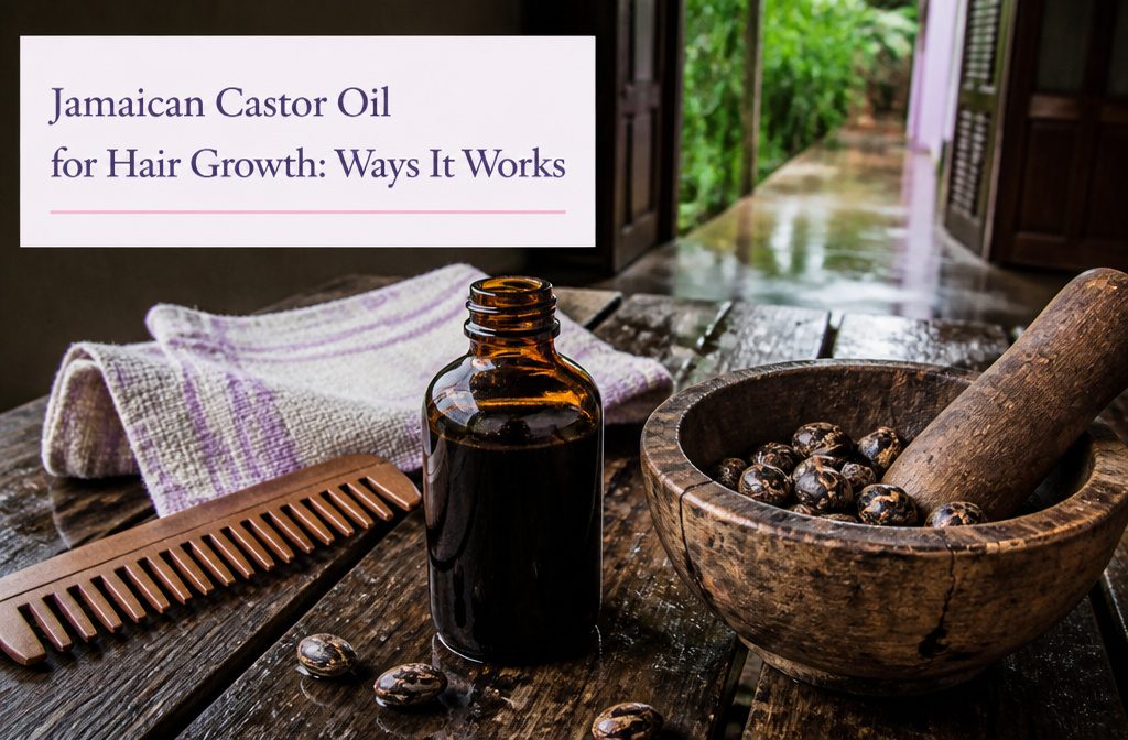 Jamaican castor oil bottle in a natural setting